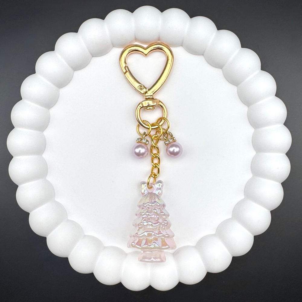 Pink Frost Christmas Tree Bag Charm
